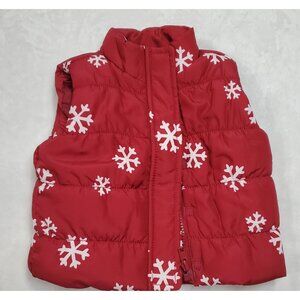 Gymboree Red Vest Infant 6-12 mo Puffer with Snowflakes Christmas
